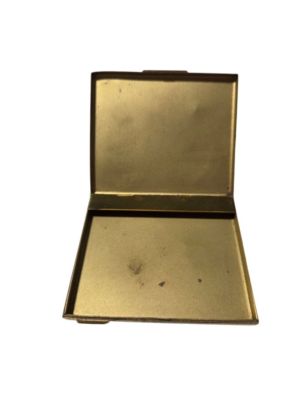 Vintage Business Card Holder Case Gold Tone Metal Mid Century Textured Design